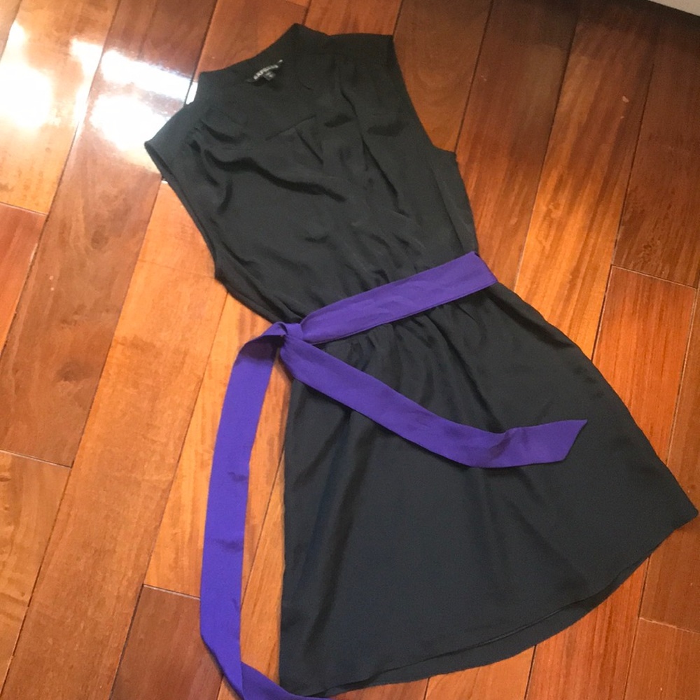 Express Black Dress with Purple Tie